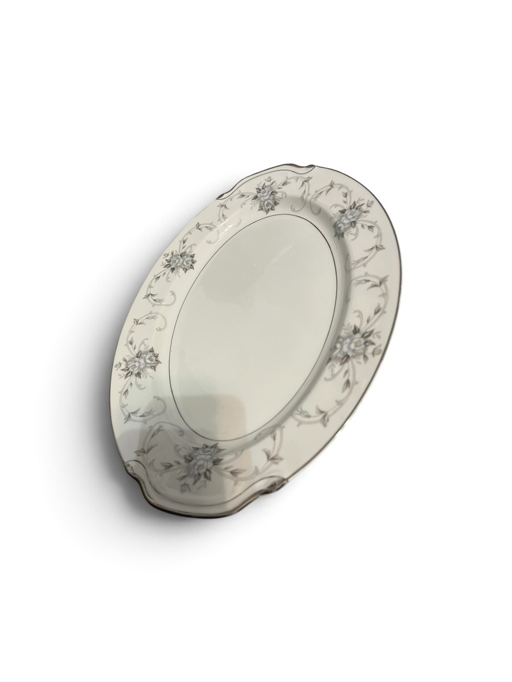 Elegant Floral-Accent White Porcelain Serving Platter